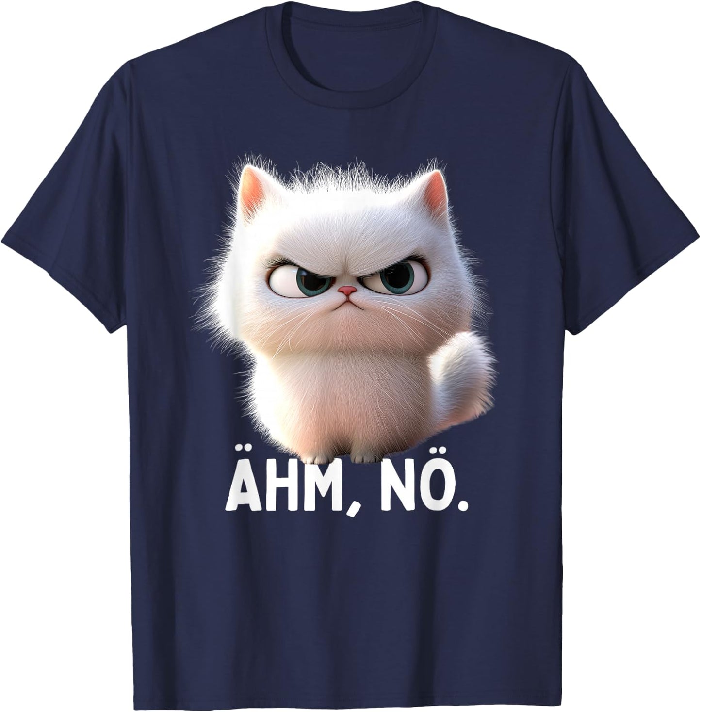 Ehm Nö Cat No Lazy Sloth Neinsagen Nö Cat , black T-Shirt - T-Shirt | Navy