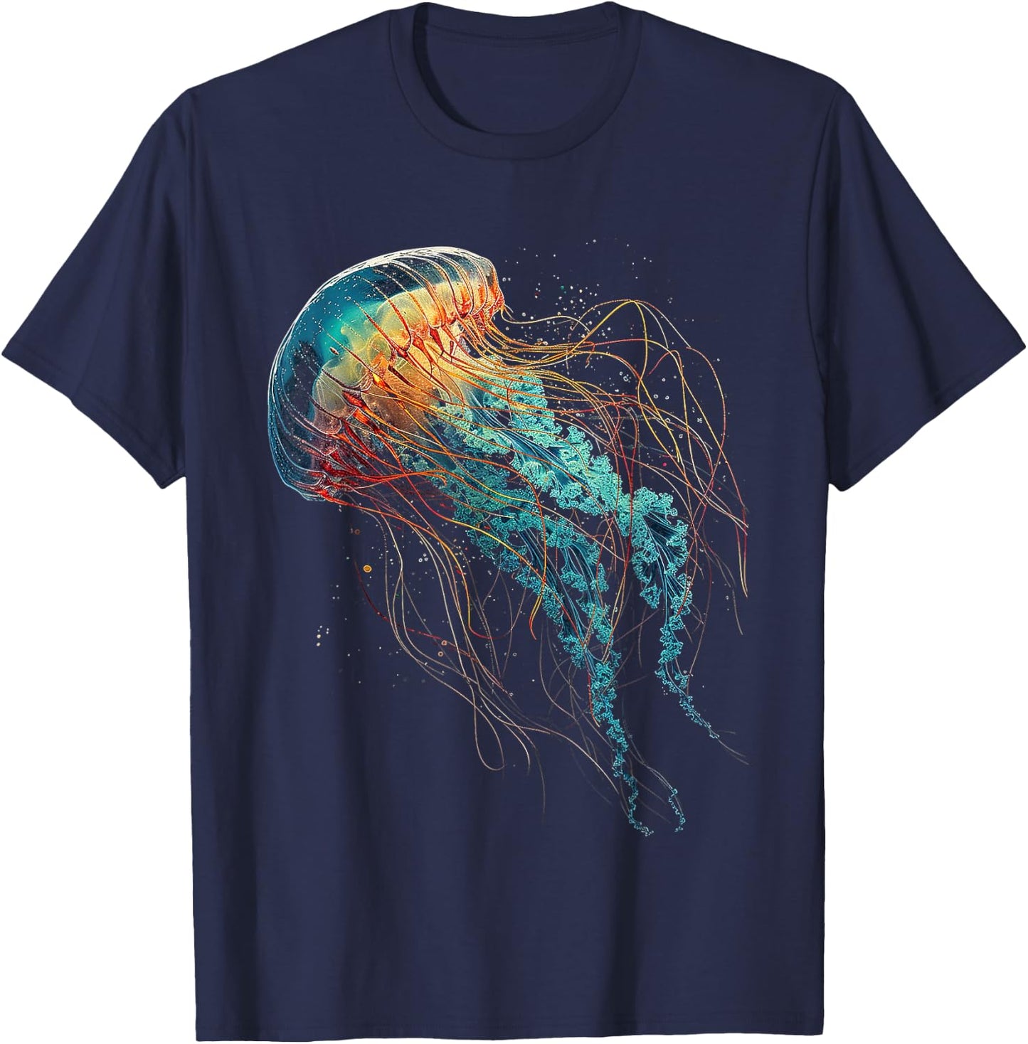 Jellyfish Fantasy Colorful Animal Art Graphic Jellyfish T-Shirt - T-Shirt | Navy