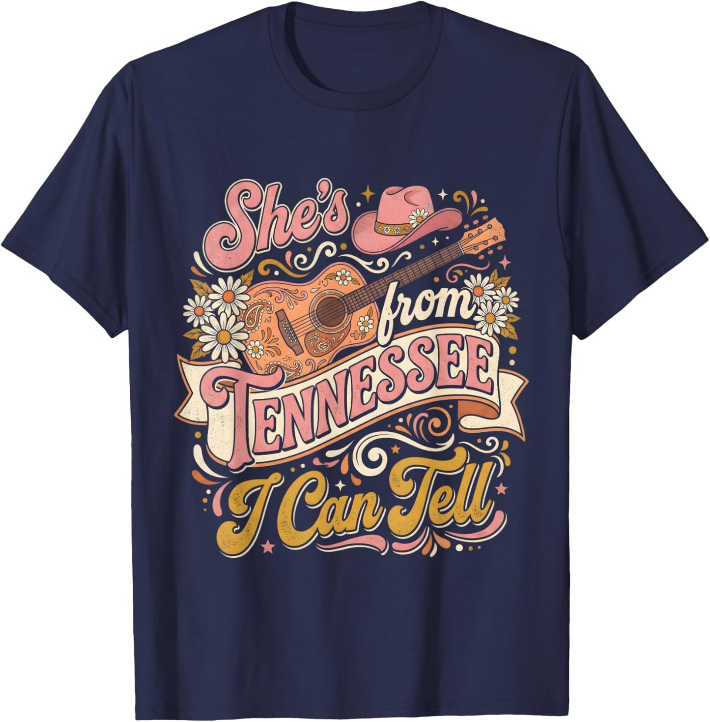 She’s from Tennessee I Can Tell Retro Cowgirl T-Shirt - T-Shirt | Navy