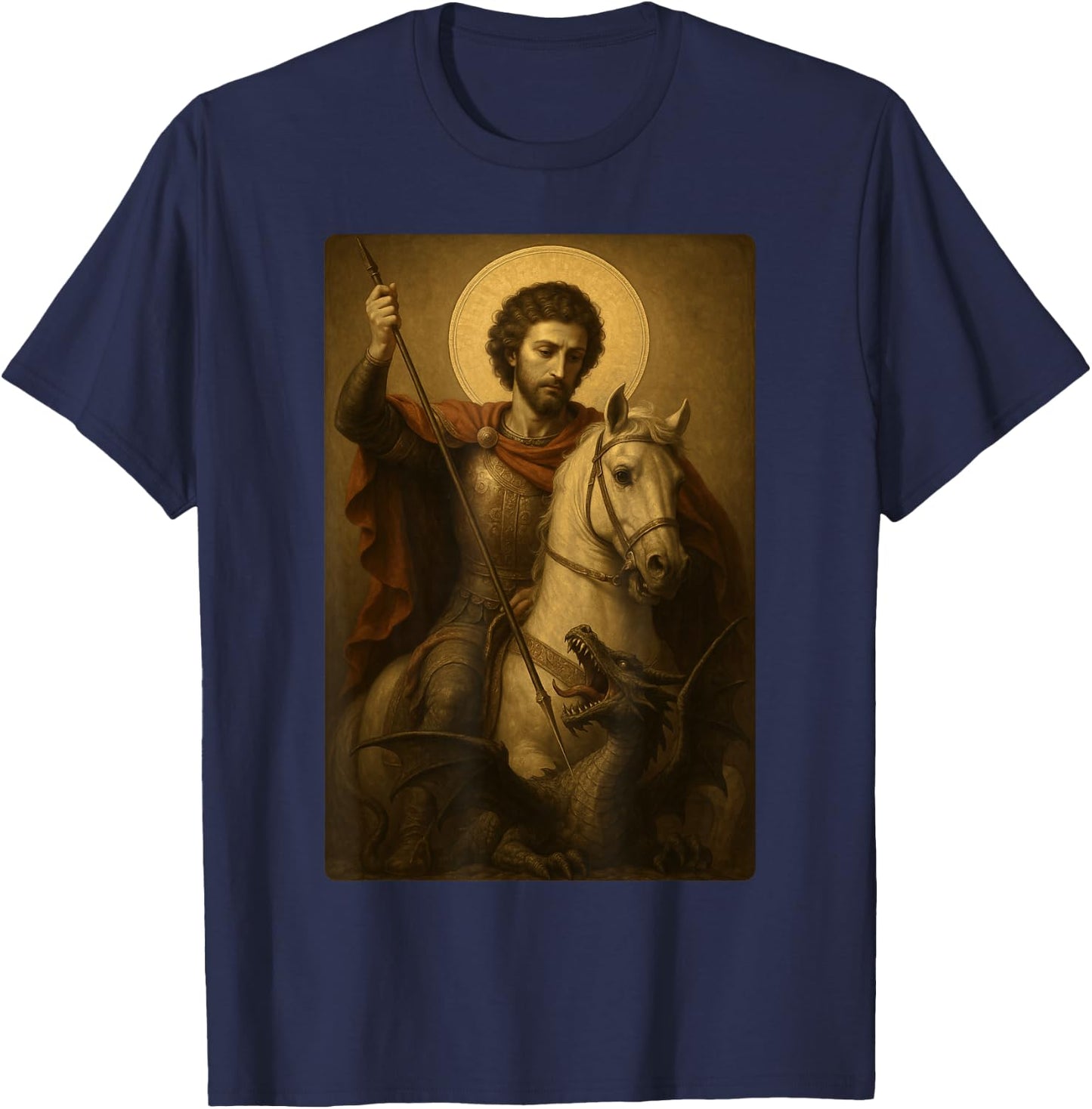 Icône orthodoxe de Saint Georges et Le Dragon T-Shirt - T-Shirt | Navy