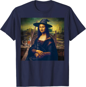 The mona lisa witch, mona lisa art halloween T-Shirt - T-Shirt | Navy