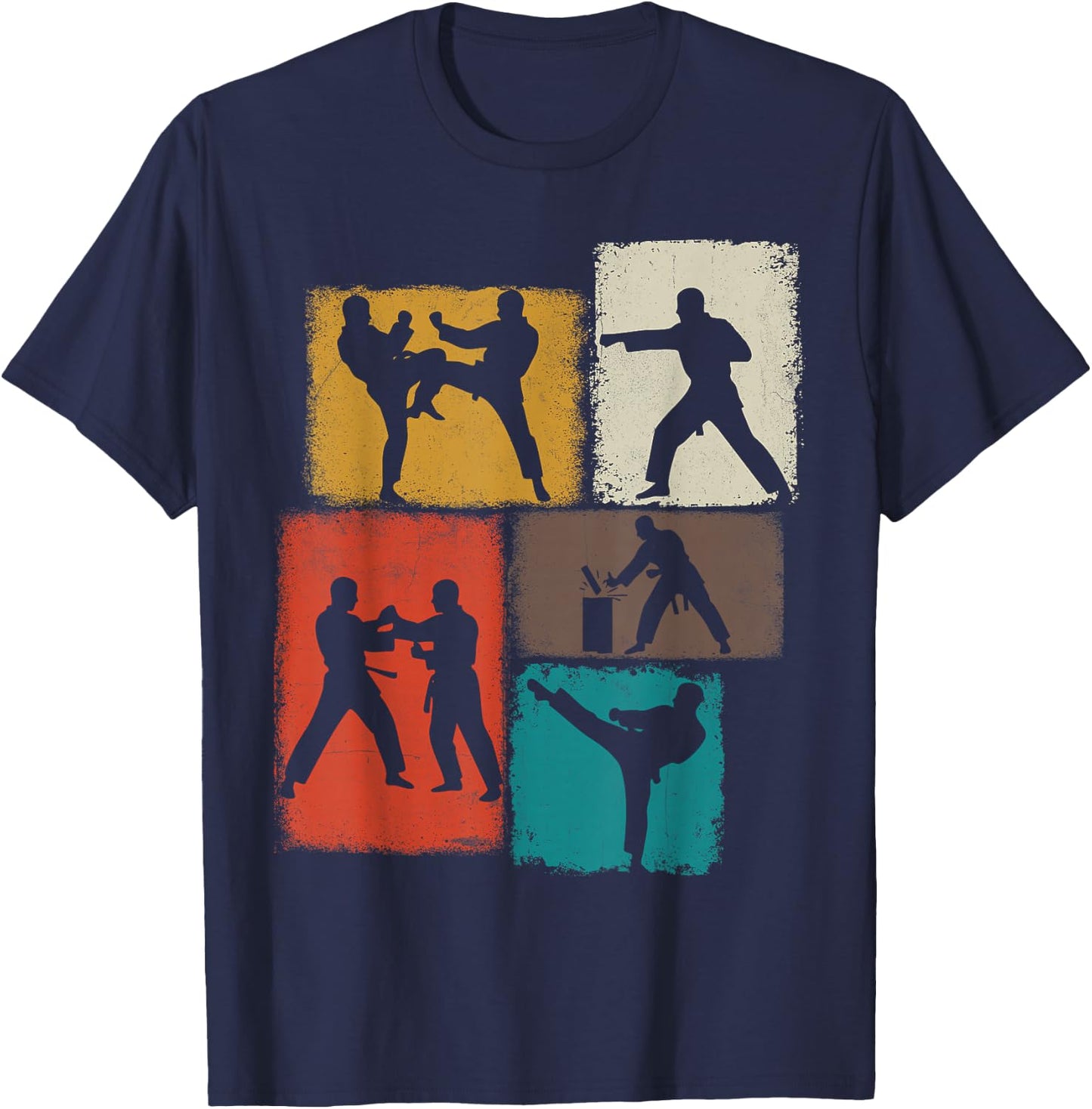 Taekwondo Practitioner Collage Men Kids Coach Youth Boys T-Shirt - T-Shirt | Navy