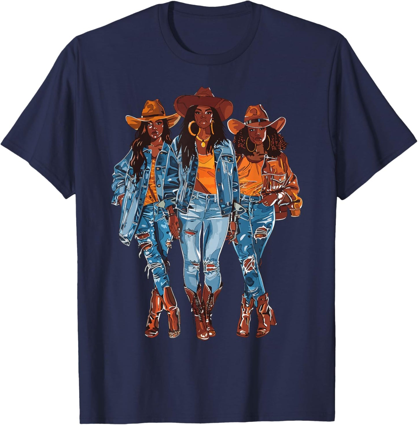 Black Cowgirl Vibes Melanin Black History Texas T-Shirt - T-Shirt | Navy