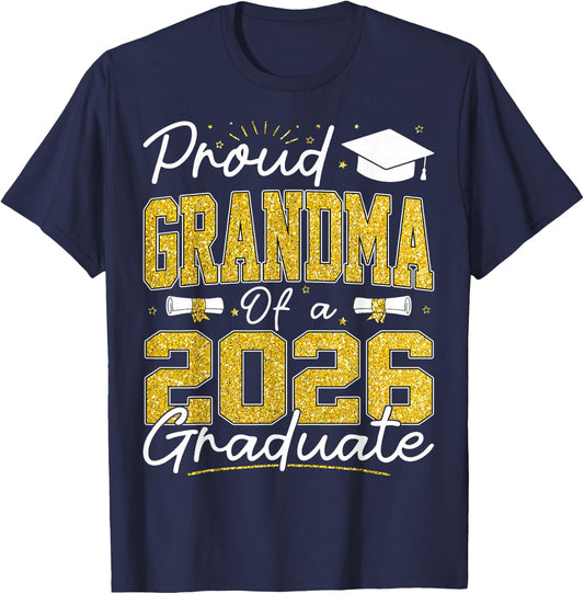 Proud Grandma of A Class of 2026 Graduate Senior Grad Family T-Shirt - T-Shirt | Navy