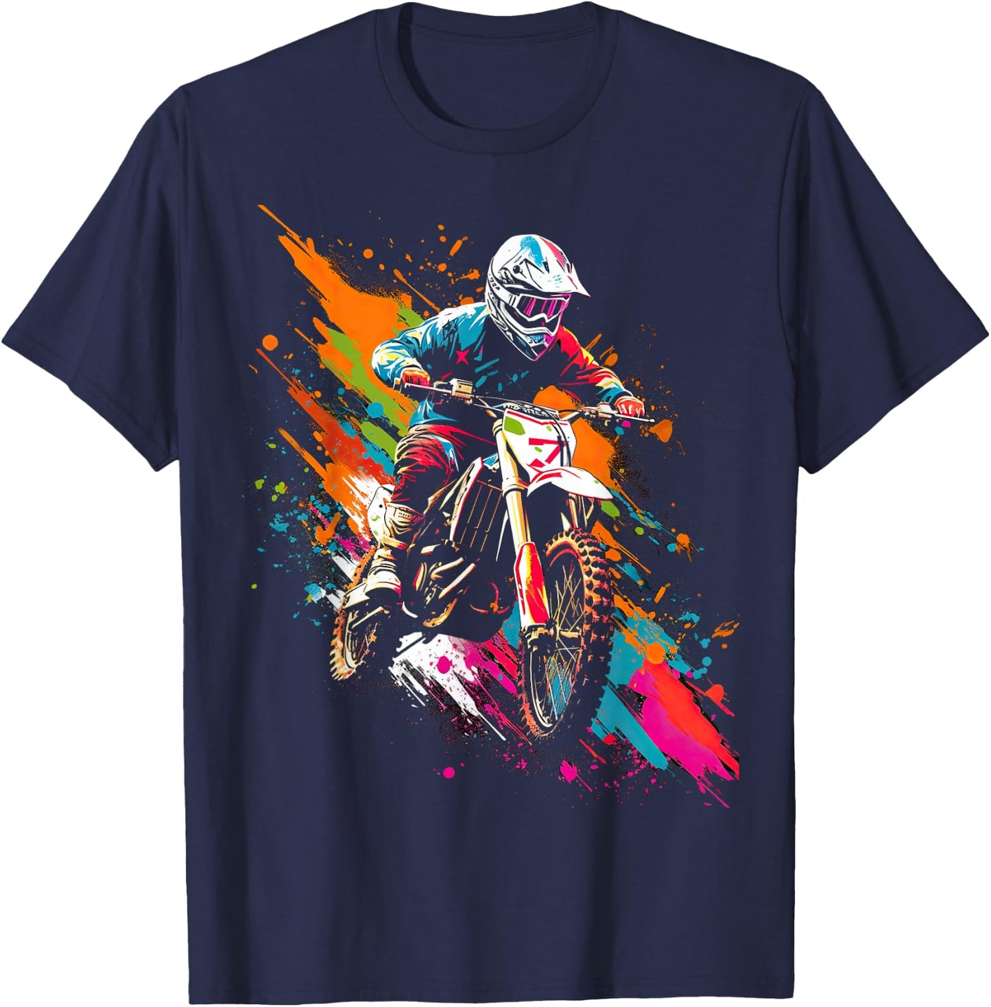 Dirt Bike Coloured Motocross Motorcycle Design for Boys , black T-Shirt - T-Shirt | Navy