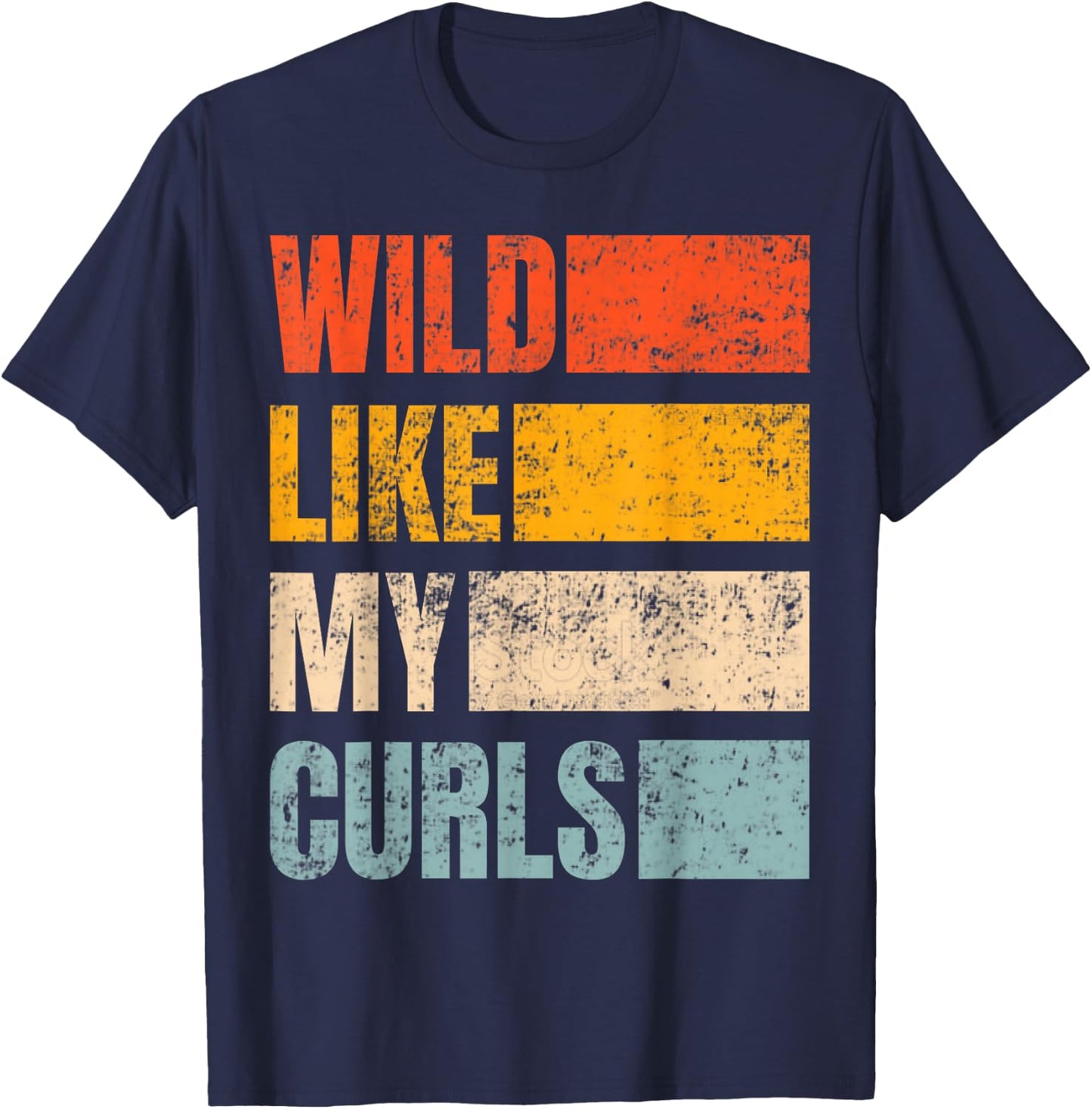 Toddler Girls Wild Like My Curls Funny Cute Curly Hair Retro T-Shirt - T-Shirt | Navy