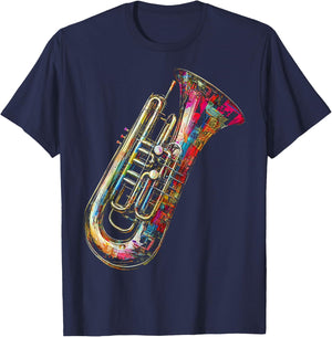 Basse Tuba Instrument de Musique Motif Art Basse Tuba T-Shirt - T-Shirt | Navy