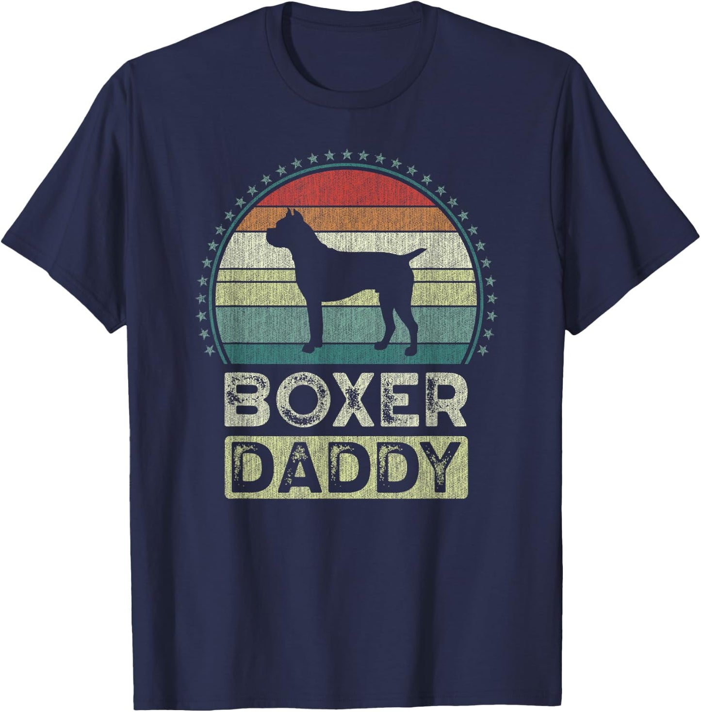 Boxer Daddy, Father's Day, Boxer Dog Dad T-Shirt - T-Shirt | Navy