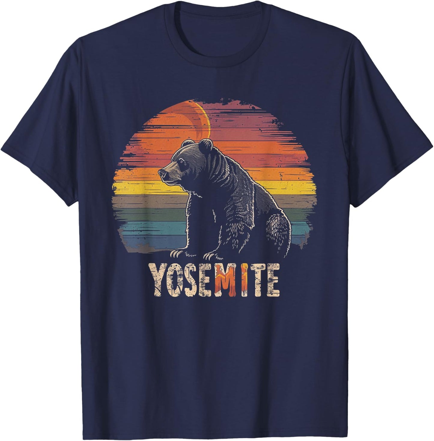 Yosemite - US National Park Vintage Men Women Kids Retro T-Shirt - T-Shirt | Navy