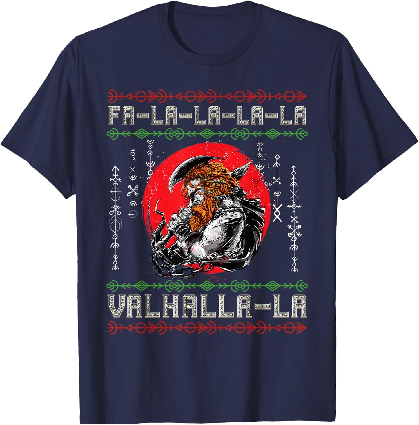 Norse Mythology Viking Nordic Warrior - Pagan Christmas T-Shirt - T-Shirt | Navy
