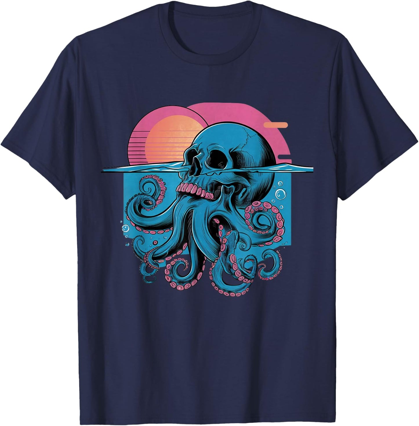 Octopus Skull Halloween Skeleton Graphic Men Women Kids T-Shirt - T-Shirt | Navy