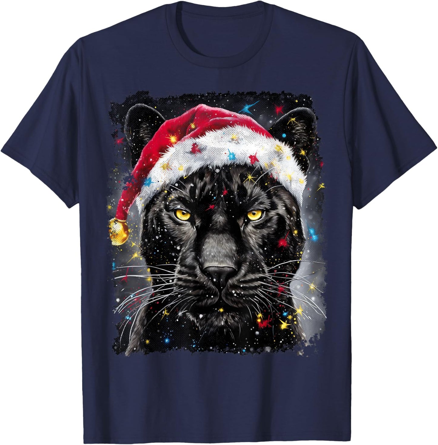 Xmas Panther Black Christmas T-Shirt - T-Shirt | Navy