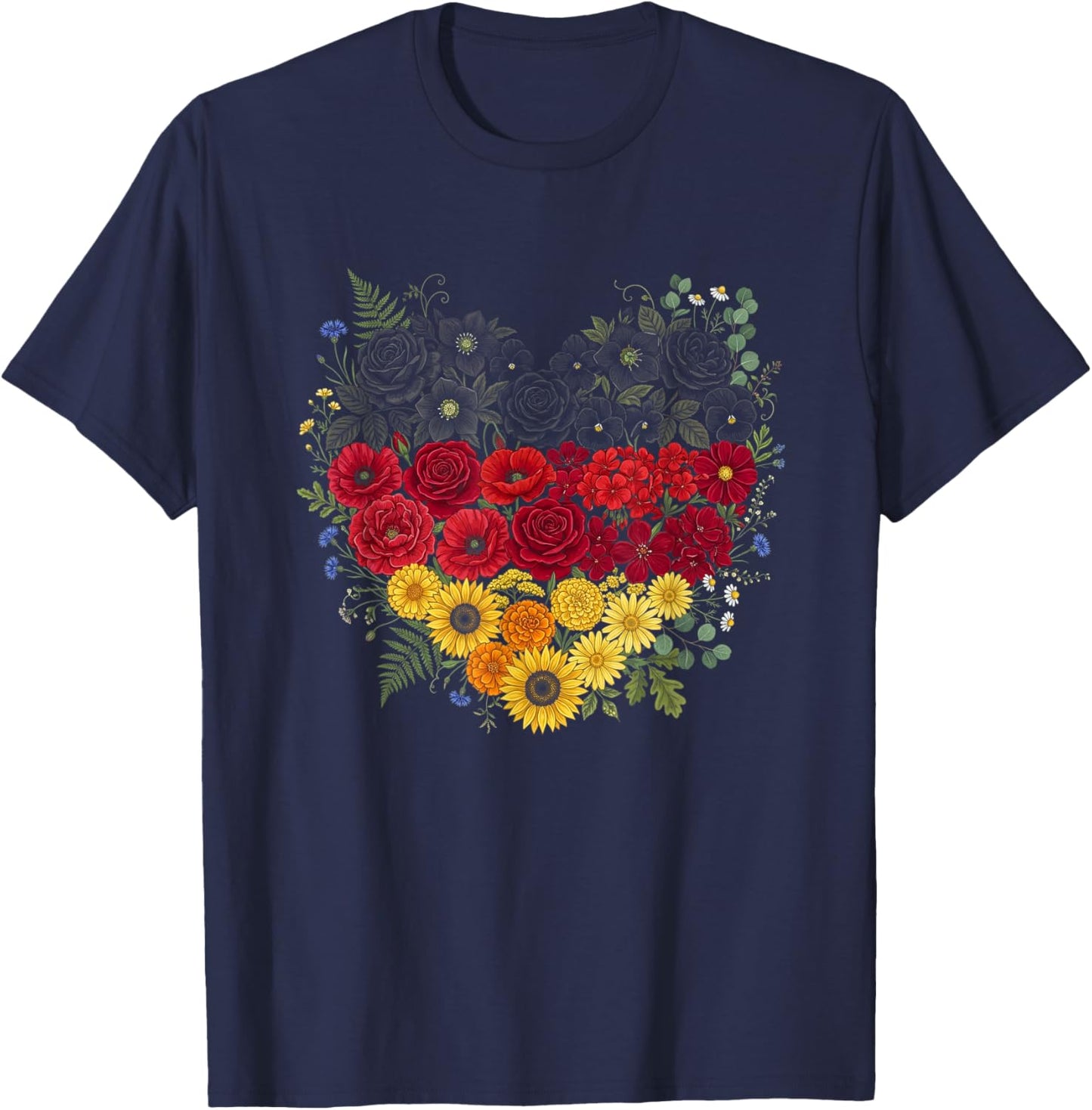 Deutschland Herz mit der Deutschen Flagge Germany T-Shirt - T-Shirt | Navy