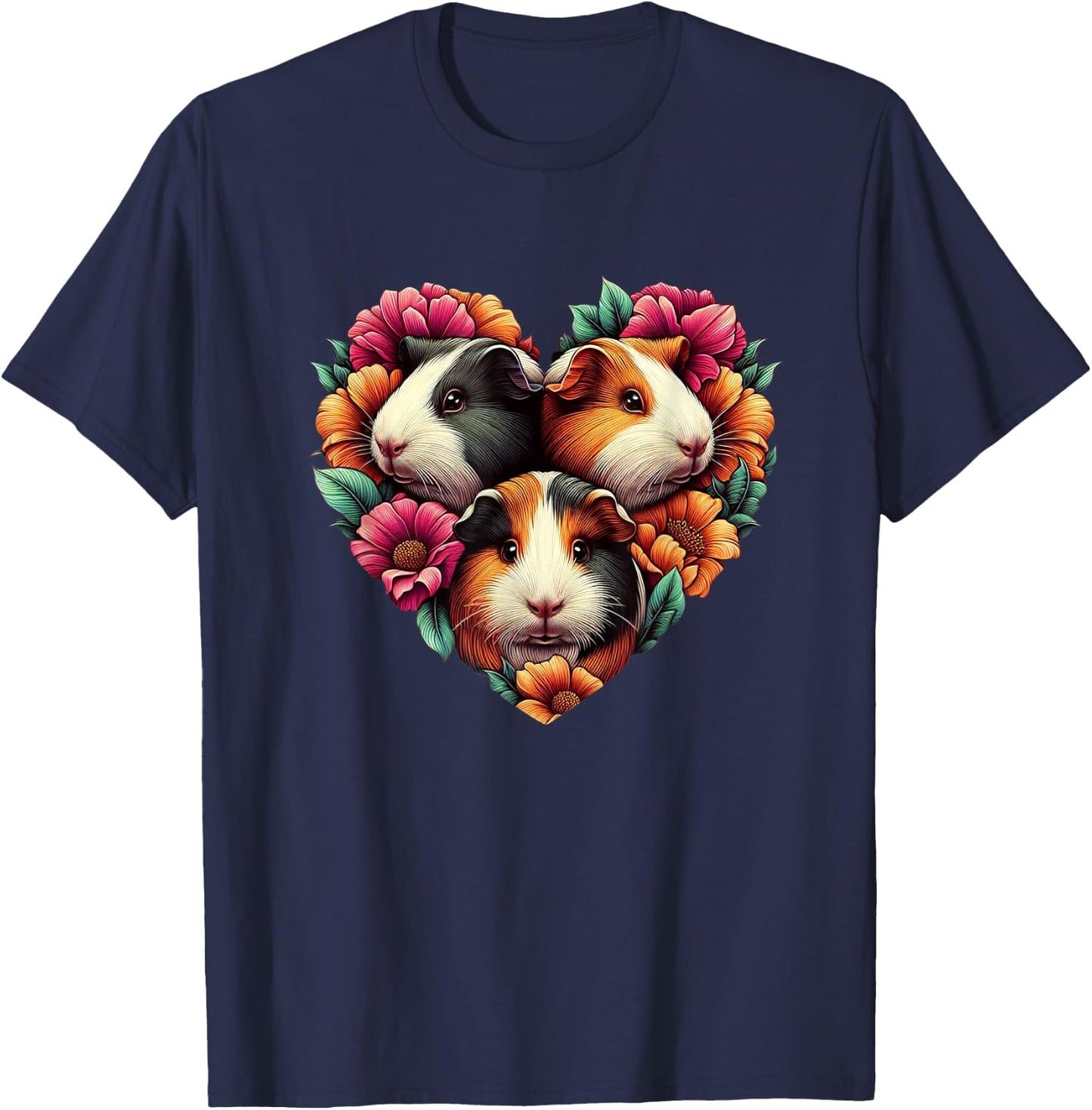 Guinea pigs Love Heart of Kids women Teen Girls T-Shirt - T-Shirt | Navy