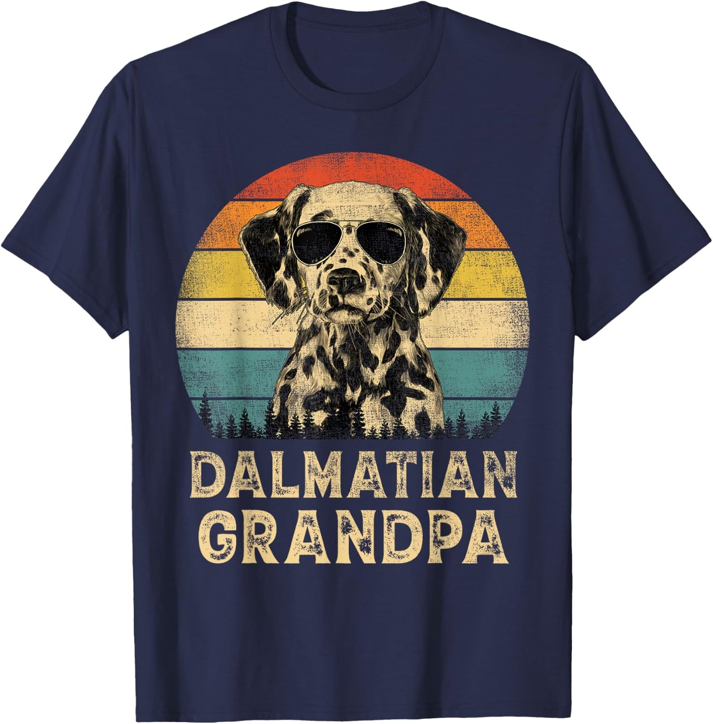 Vintage Dalmatian Grandpa Dog Lovers Father's Day Men Women T-Shirt - T-Shirt | Navy