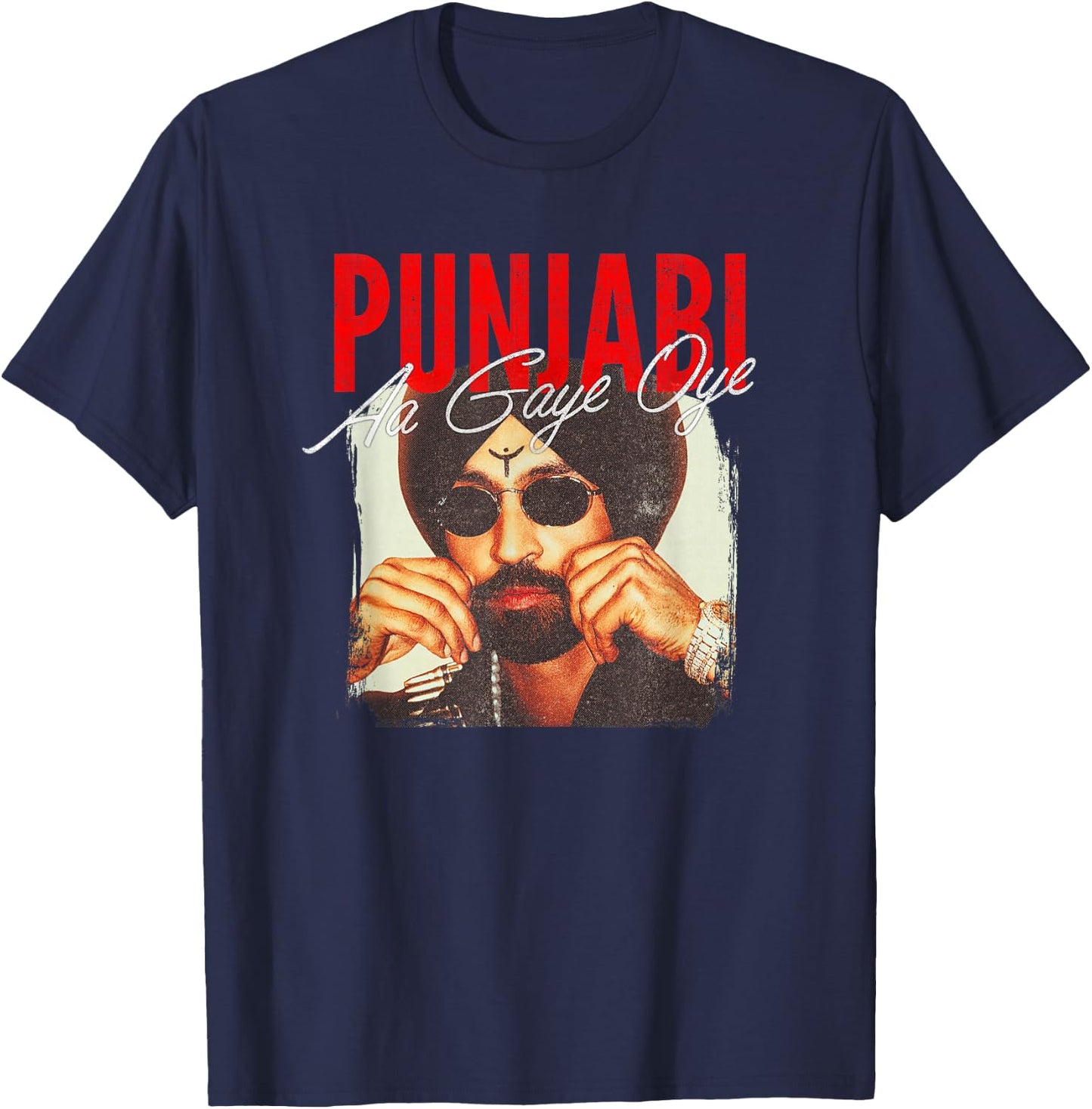 Diljit Aura Punjabi Aa Gaye Oye T-Shirt - T-Shirt | Navy