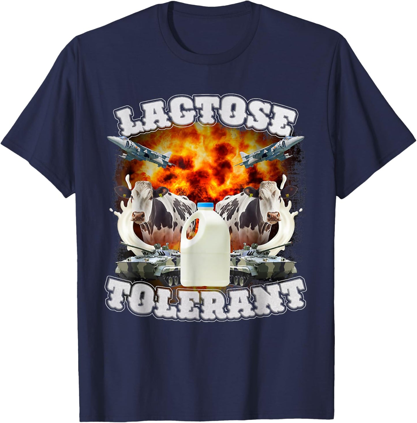 Lactose Tolerant Meme Funny Strange Specific Thanks Meme , black T-Shirt - T-Shirt | Navy