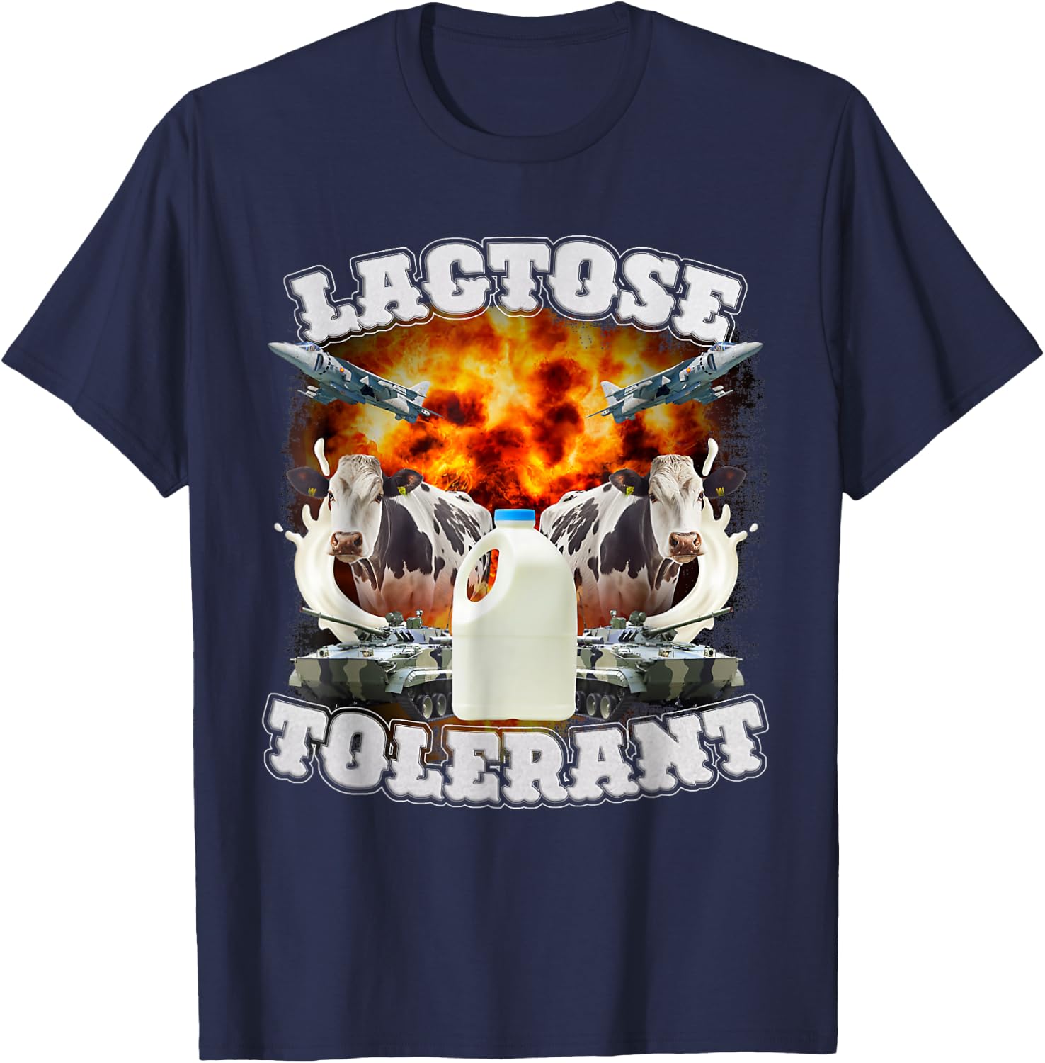 Lactose Tolerant Meme Funny Strange Specific Thanks Meme , black T-Shirt - T-Shirt | Navy