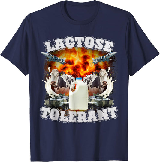 Lactose Tolerant Meme Funny Strange Specific Thanks Meme , black T-Shirt - T-Shirt | Navy