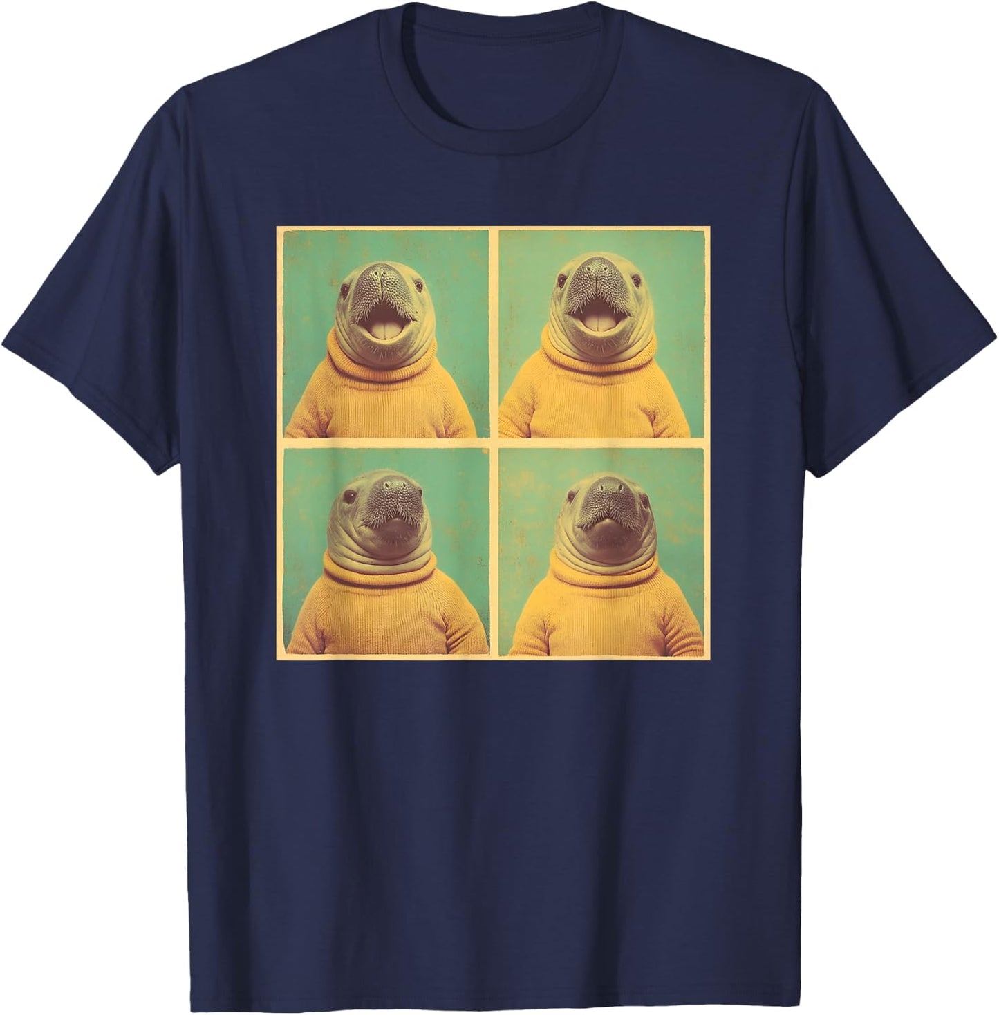 Awkward Sea Animal Photoshoot Funny Manatee T-Shirt - T-Shirt | Navy