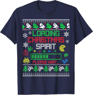 Christmas Gaming - Loading Christmas Spirit for Gamer Ugly T-Shirt - T-Shirt | Navy