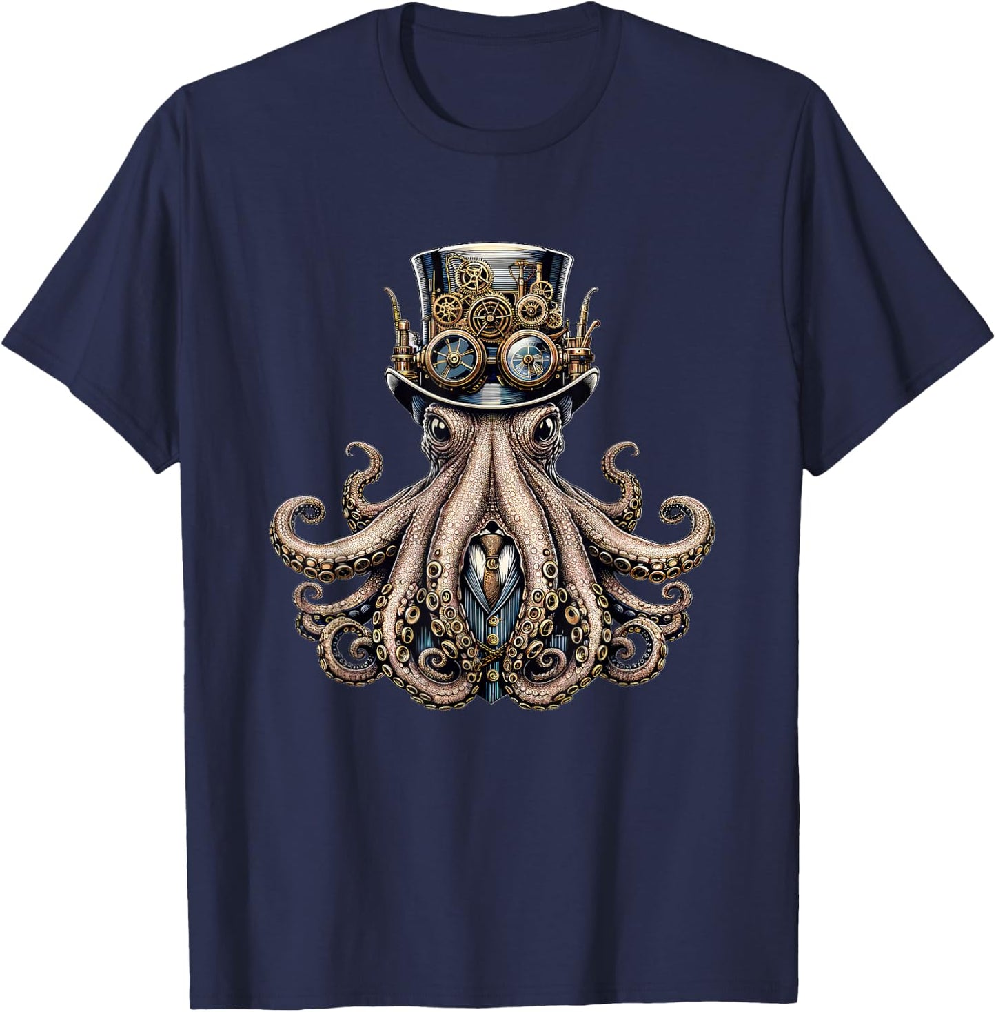 Steampunk Octopus Women Men Kids Steampunk Octopus T-Shirt - T-Shirt | Navy