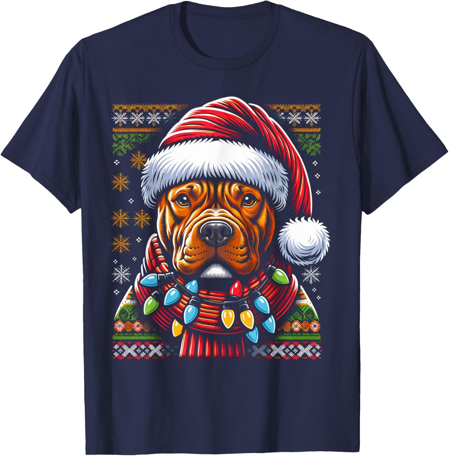 Christmas Pit bull Xmas Pit Bull Mom Dog Lover Santa T-Shirt - T-Shirt | Navy