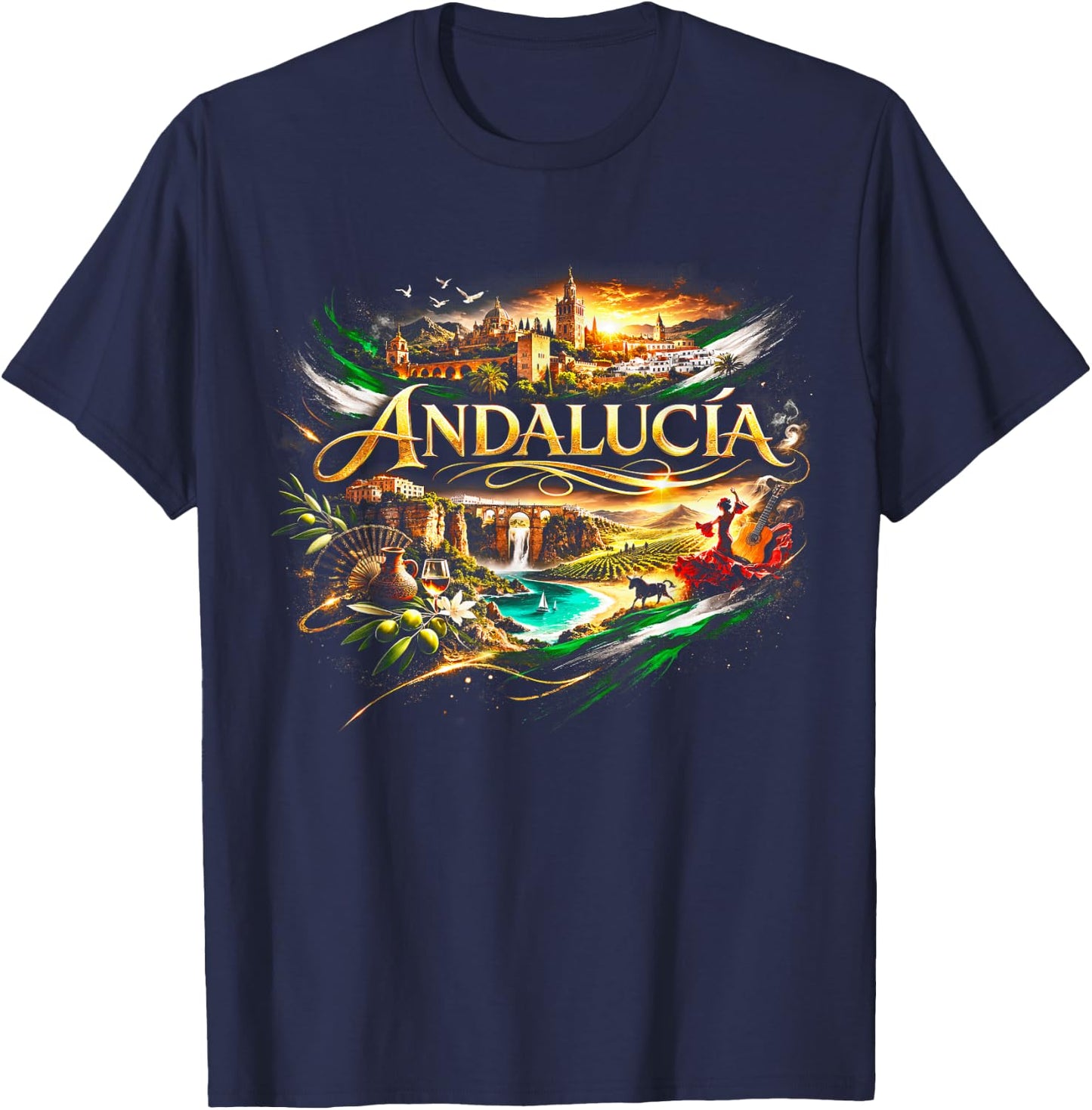 Andalusia South Pride Traditional Design T-Shirt - T-Shirt | Navy