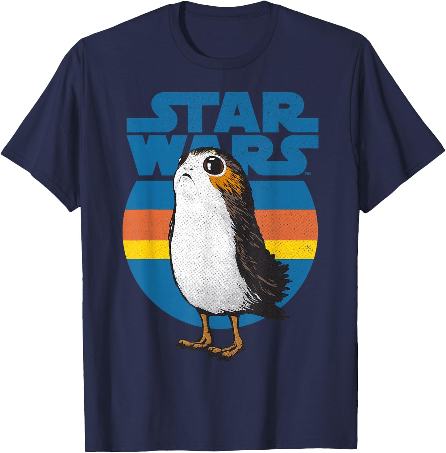 Star Wars Last Jedi Porg Retro Stripes Logo Graphic T-Shirt - T-Shirt | Navy