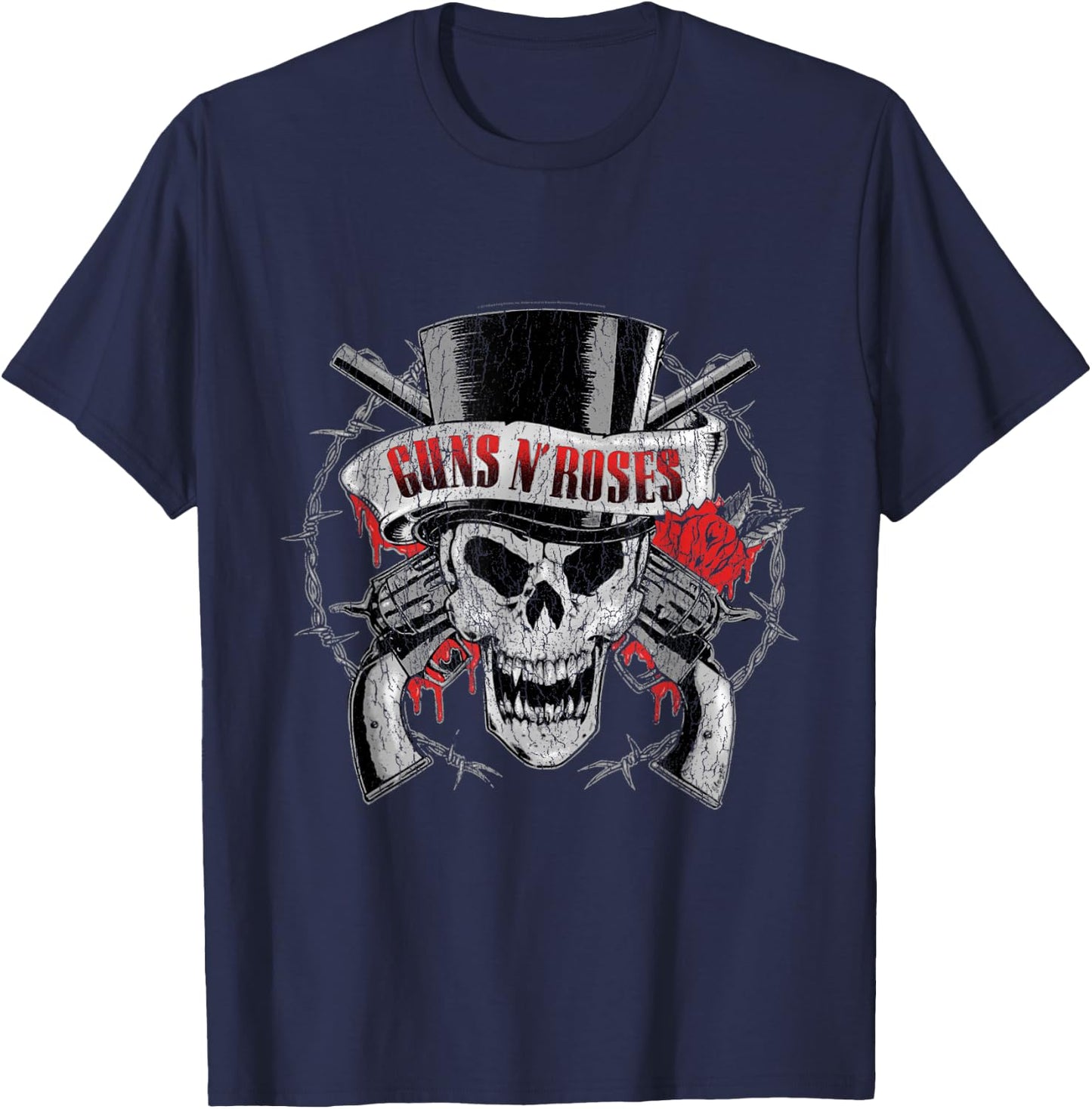 Guns N' Roses Offizieller Zylinderhut mit Totenkopf T-Shirt - T-Shirt | Navy