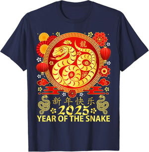 Year Of The Snake 2025 The Snake Zodiac Chinese New Year T-Shirt - T-Shirt | Navy