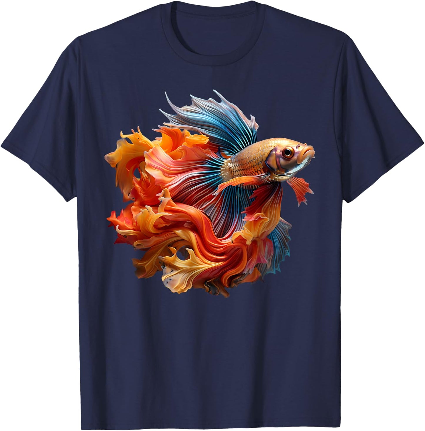 Fish Makes Life Betta Siamese Betta Aquascaping T-Shirt - T-Shirt | Navy