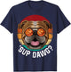'Sup Dawg Bulldog Funny Dog Retro Vintage Puppy T-Shirt - T-Shirt | Navy