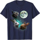 Three Bunny Rabbits Howl At Moon 3 Wolf Wolves Parody T-Shirt - T-Shirt | Navy