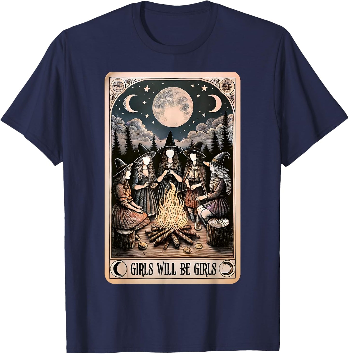 Girl Will Be Girl, Funny Witch, Witchy Vibes T-Shirt - T-Shirt | Navy