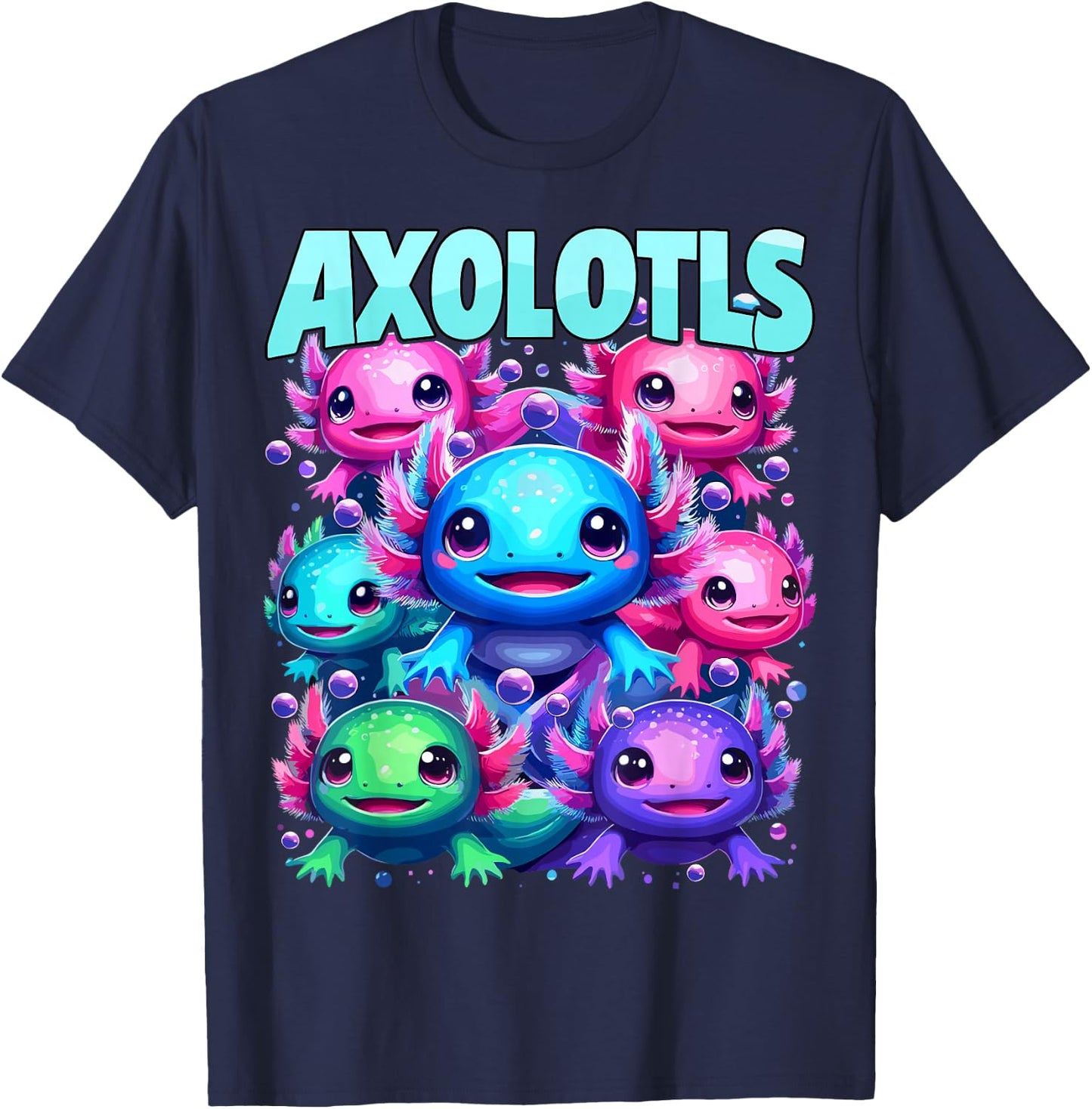 Axolotl Kawaii Funny Axolotls Animals T-Shirt - T-Shirt | Navy