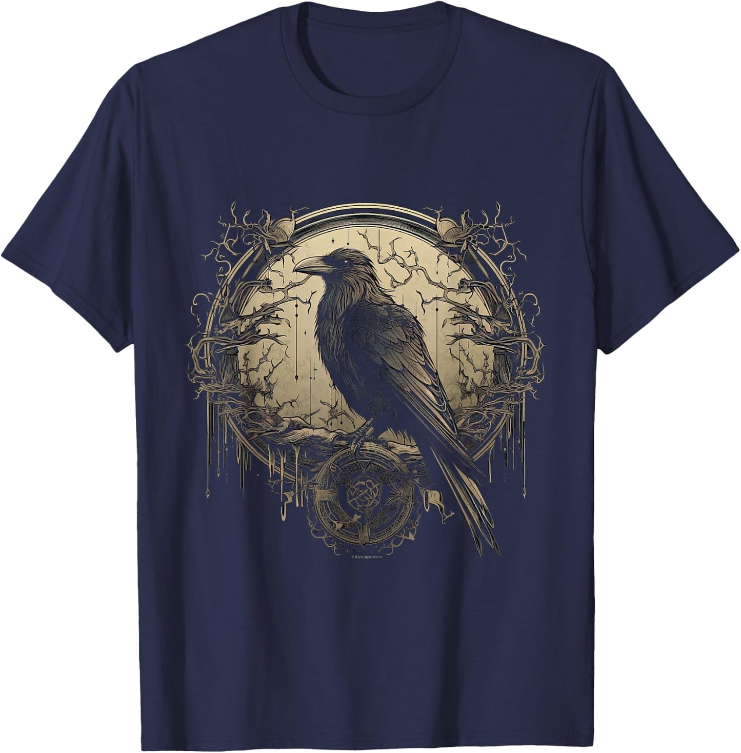 Odin Raven Celtic Viking Valhalla Pagan T-Shirt - T-Shirt | Navy