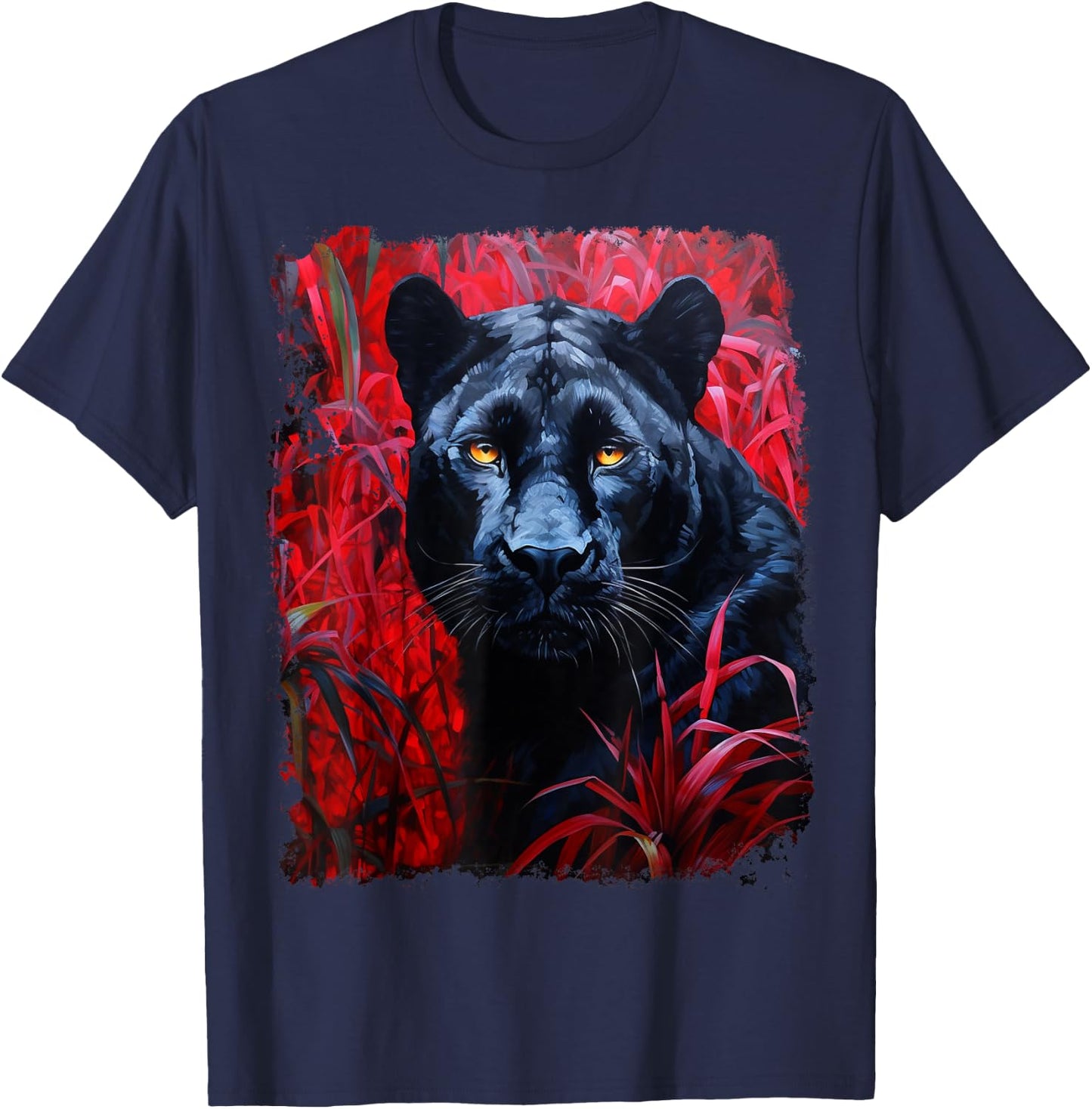 Pop Art Red Panther Black T-Shirt - T-Shirt | Navy