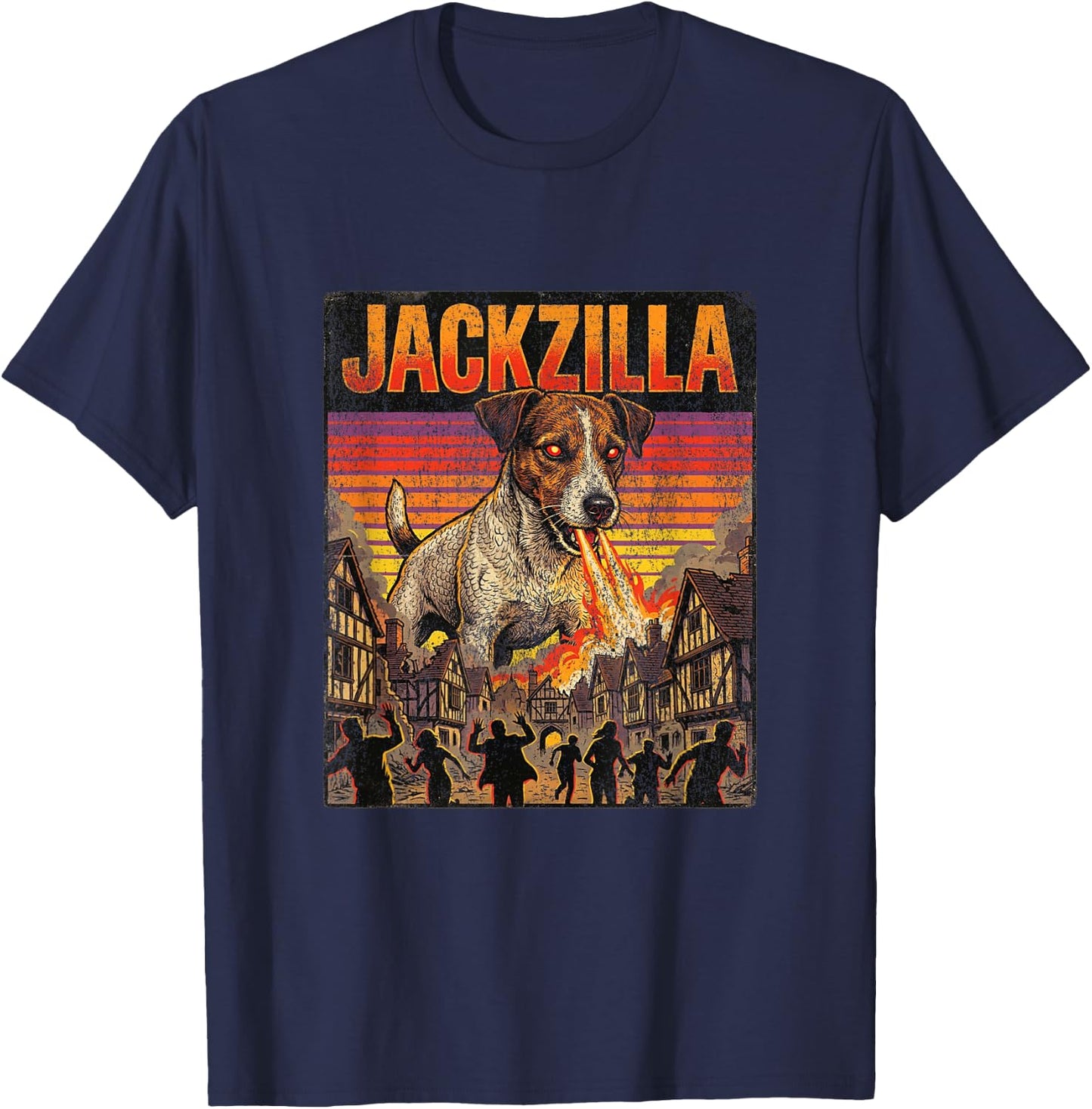 Jackzilla Jack Russell Terrier Dog - JRT Dogzilla Monster T-Shirt - T-Shirt | Navy
