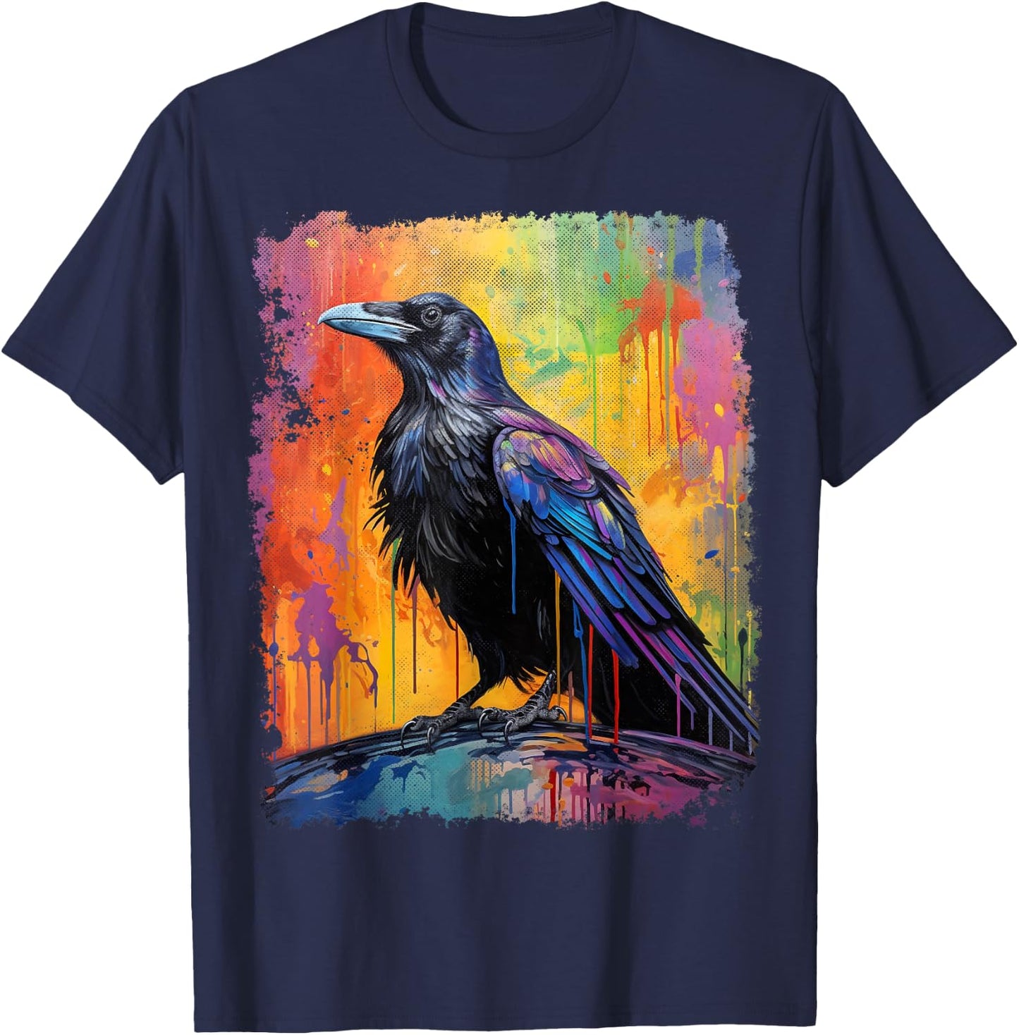 A Crow Graphic Rainbow T-Shirt - T-Shirt | Navy