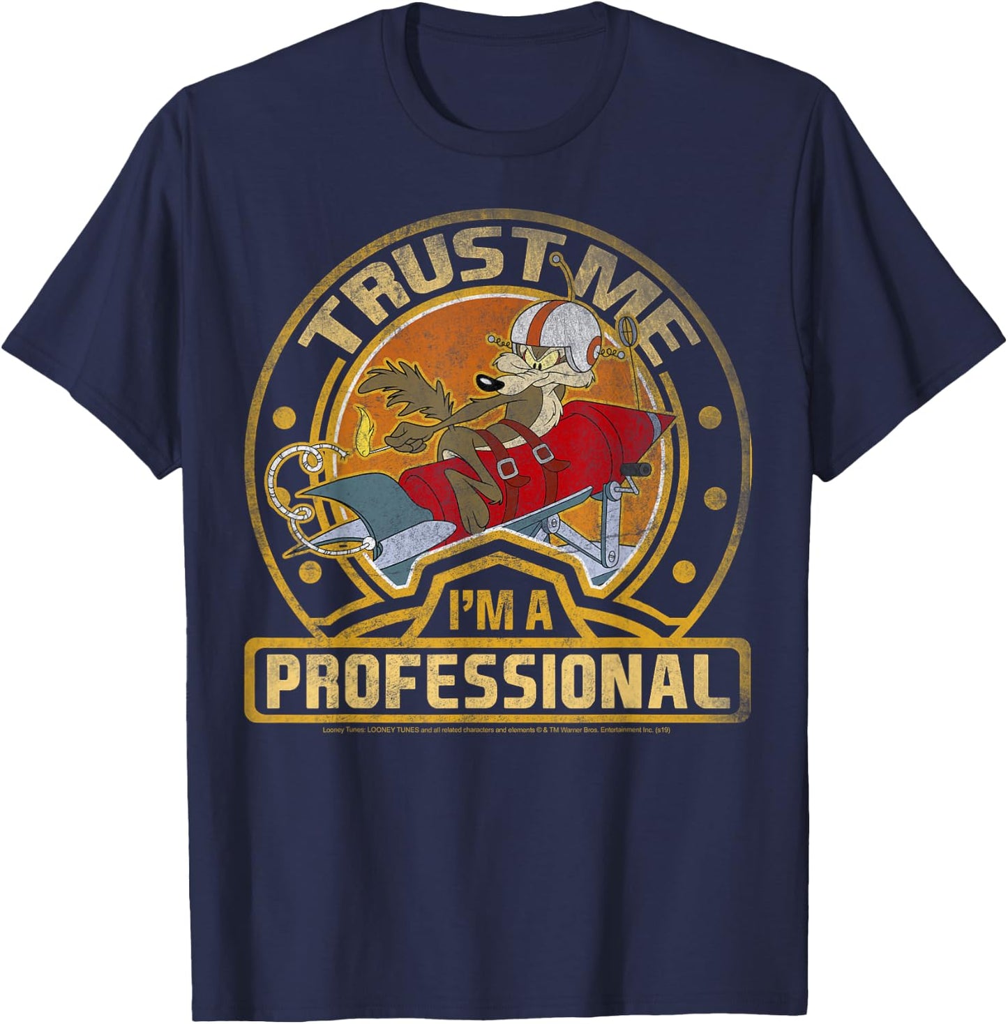 Looney Tunes Wile E. Coyote Trust Me I'm A Professional Short Sleeve T-Shirt - T-Shirt | Navy