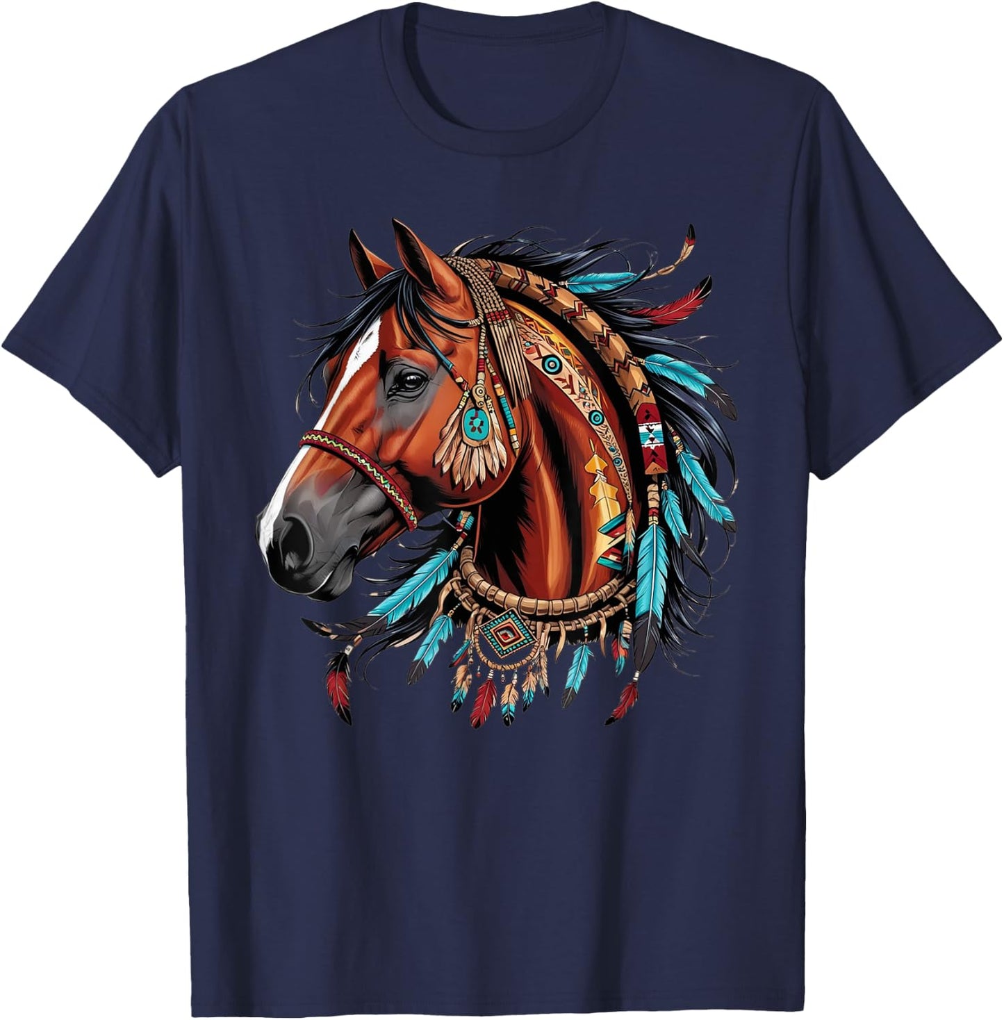 Horse Native American Indigenous Heritage indian Pride T-Shirt - T-Shirt | Navy