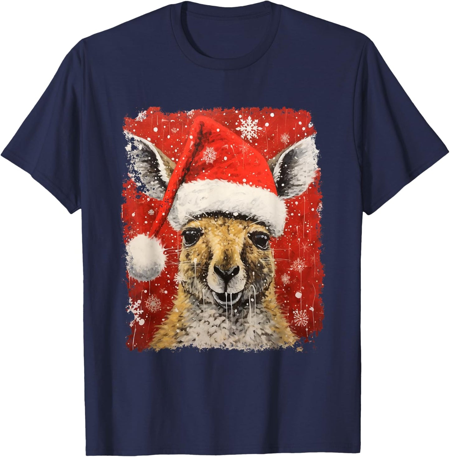 Pop Art Vintage Zoo Australia Animal Christmas Kangaroo T-Shirt - T-Shirt | Navy