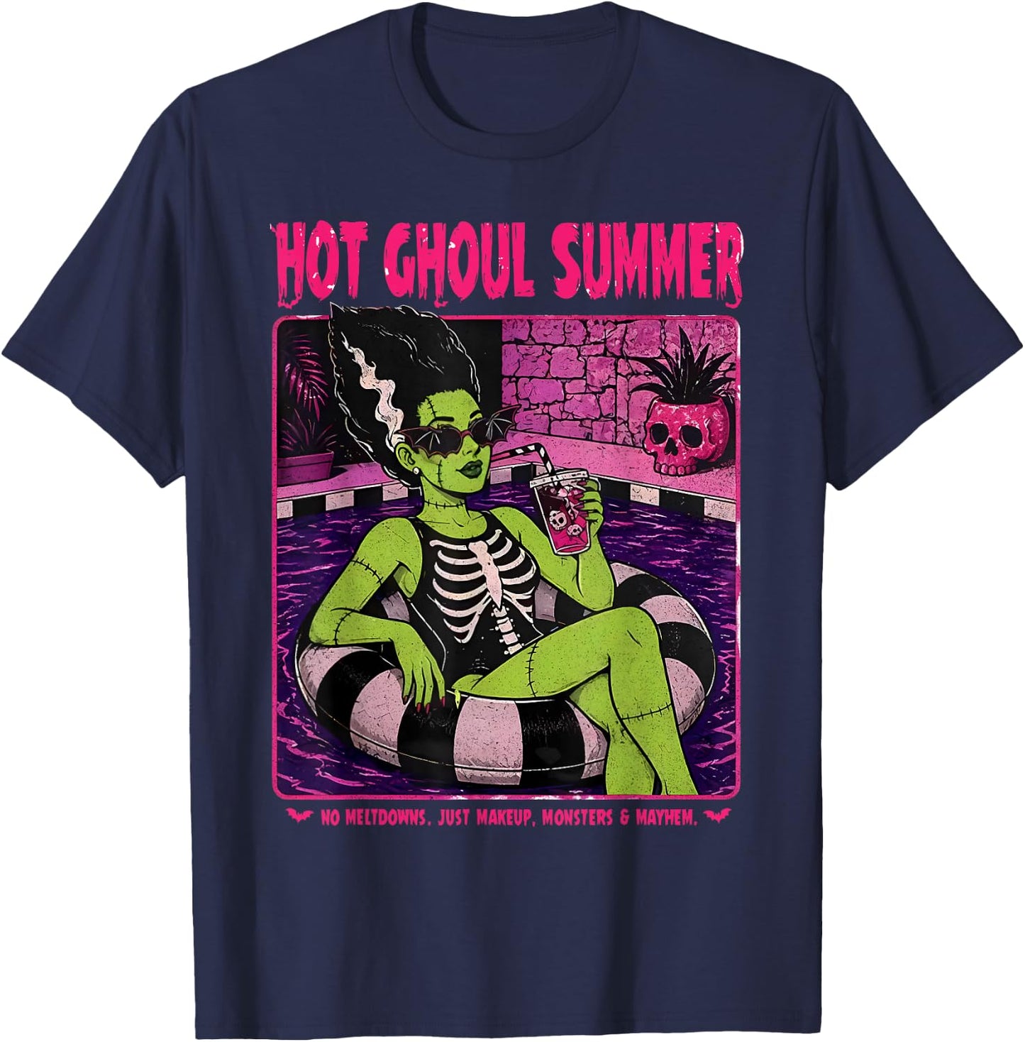 Retro Funny The Bride Frankenstein Monster Hot Ghoul Summer T-Shirt - T-Shirt | Navy