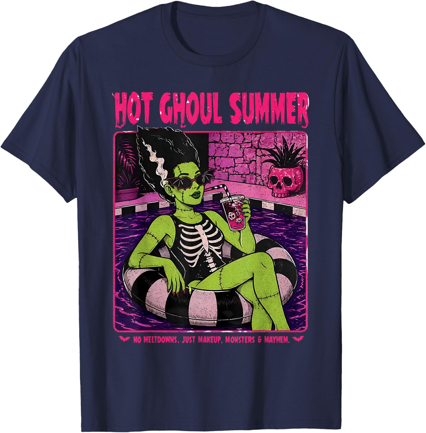 Retro Funny The Bride Frankenstein Monster Hot Ghoul Summer T-Shirt - T-Shirt | Navy