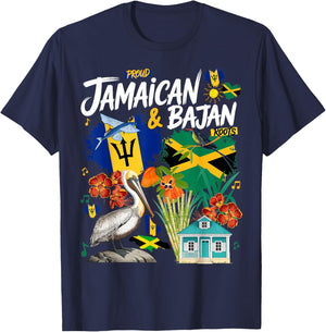 Jamaican Barbados Idea for Kids Bajan Jamaica Flag Themed T-Shirt - T-Shirt | Navy