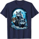 Wolves Howling Before the Moon Wolf Wild Animals , black T-Shirt - T-Shirt | Navy