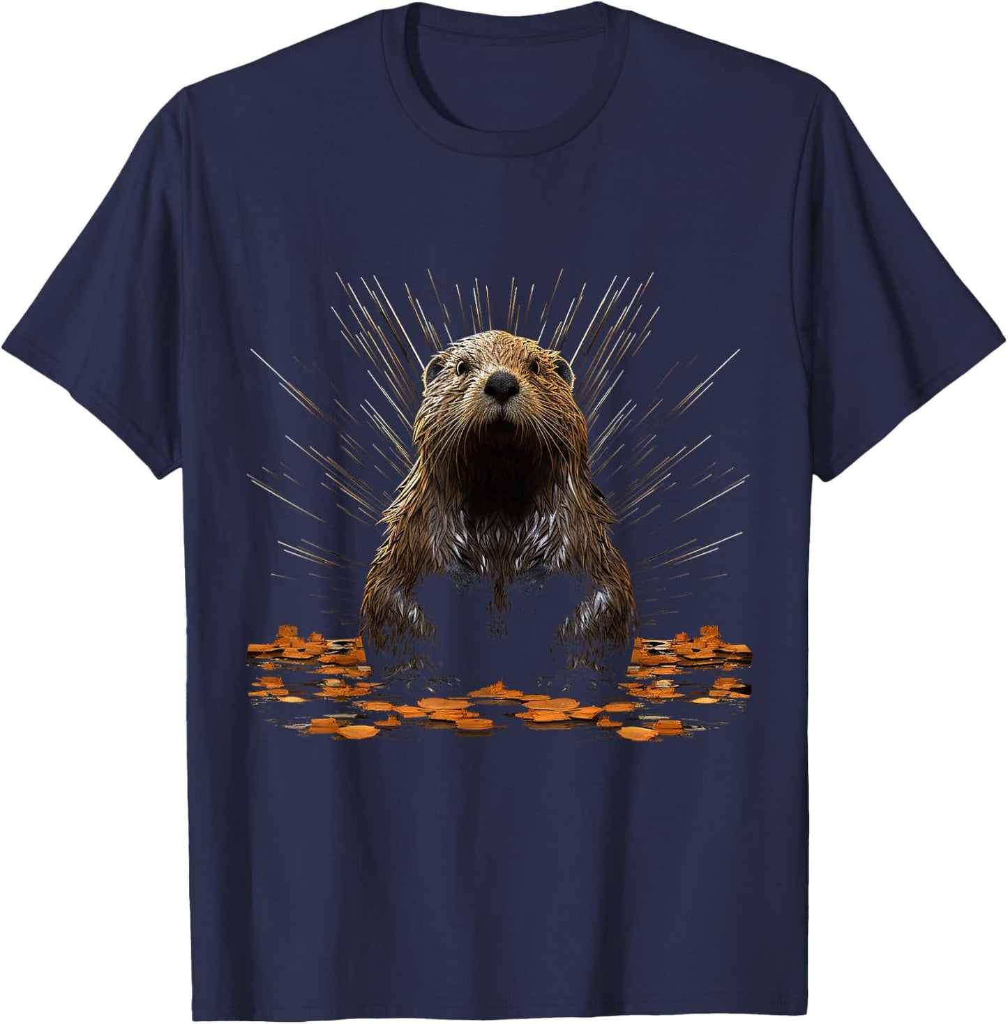 Beaver Geometric Animal Art Graphic Motif Beaver T-Shirt - T-Shirt | Navy
