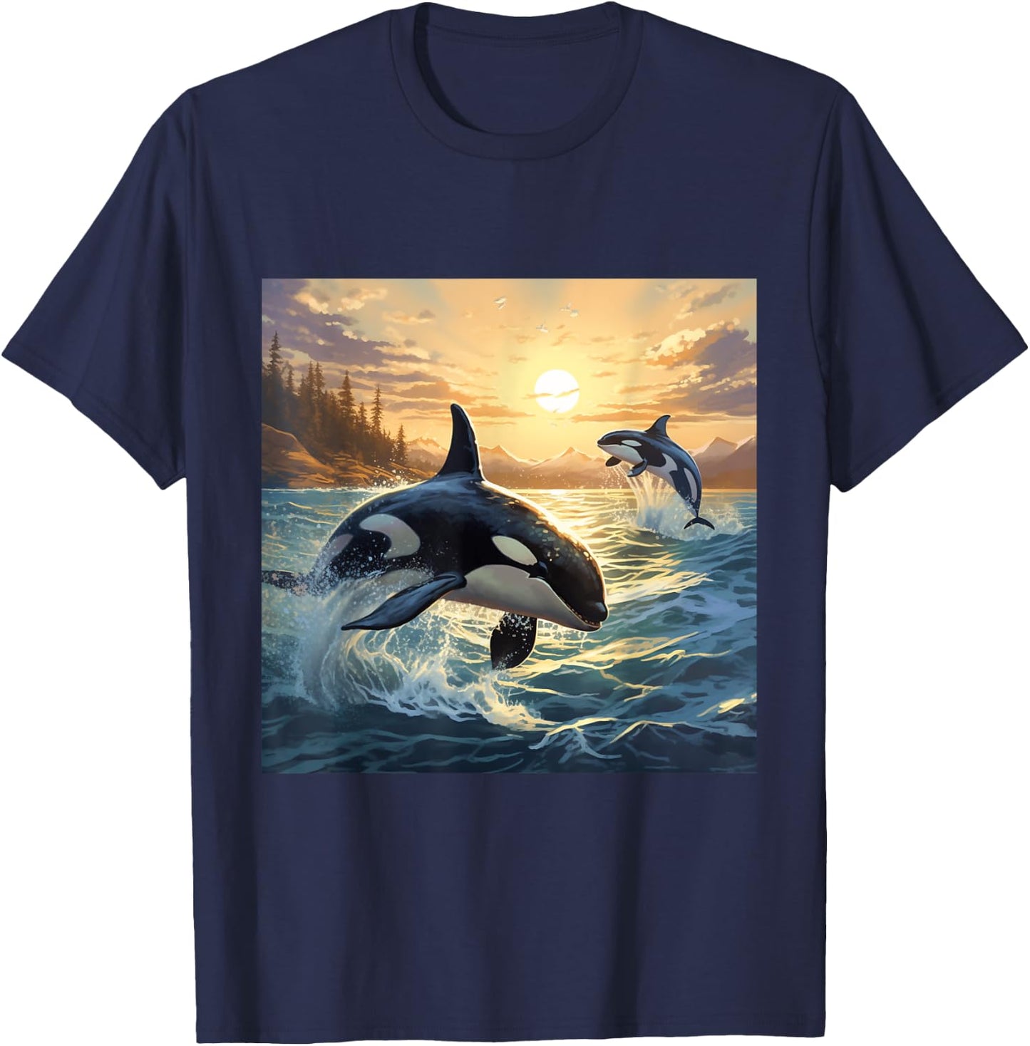 Killer Whale Orca Majestic Gift Men Boys Kids Girls Women T-Shirt - T-Shirt | Navy