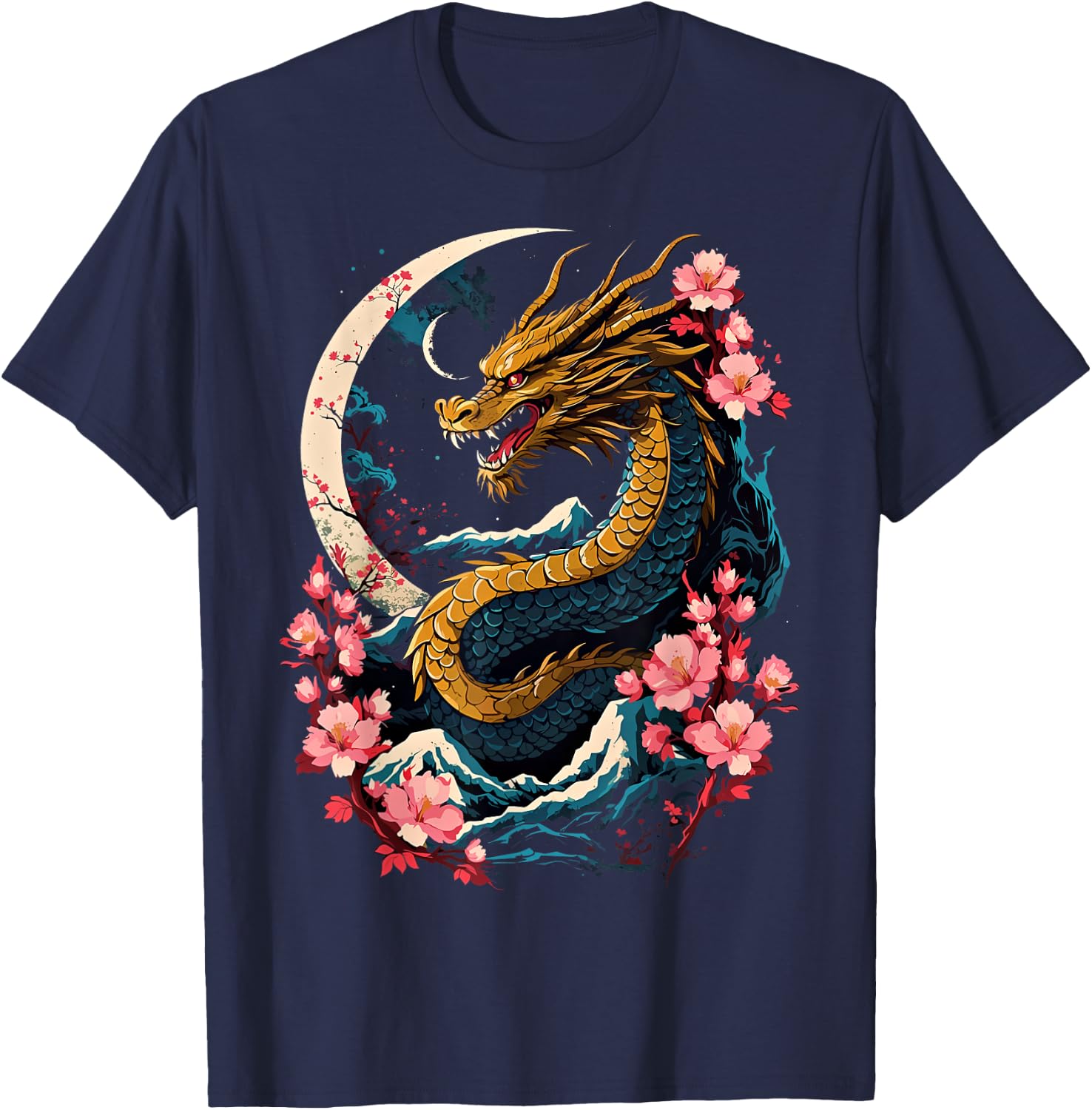 Dragon Asian Japanese Style Tattoo Aesthetic Dragon Japanese T-Shirt - T-Shirt | Navy
